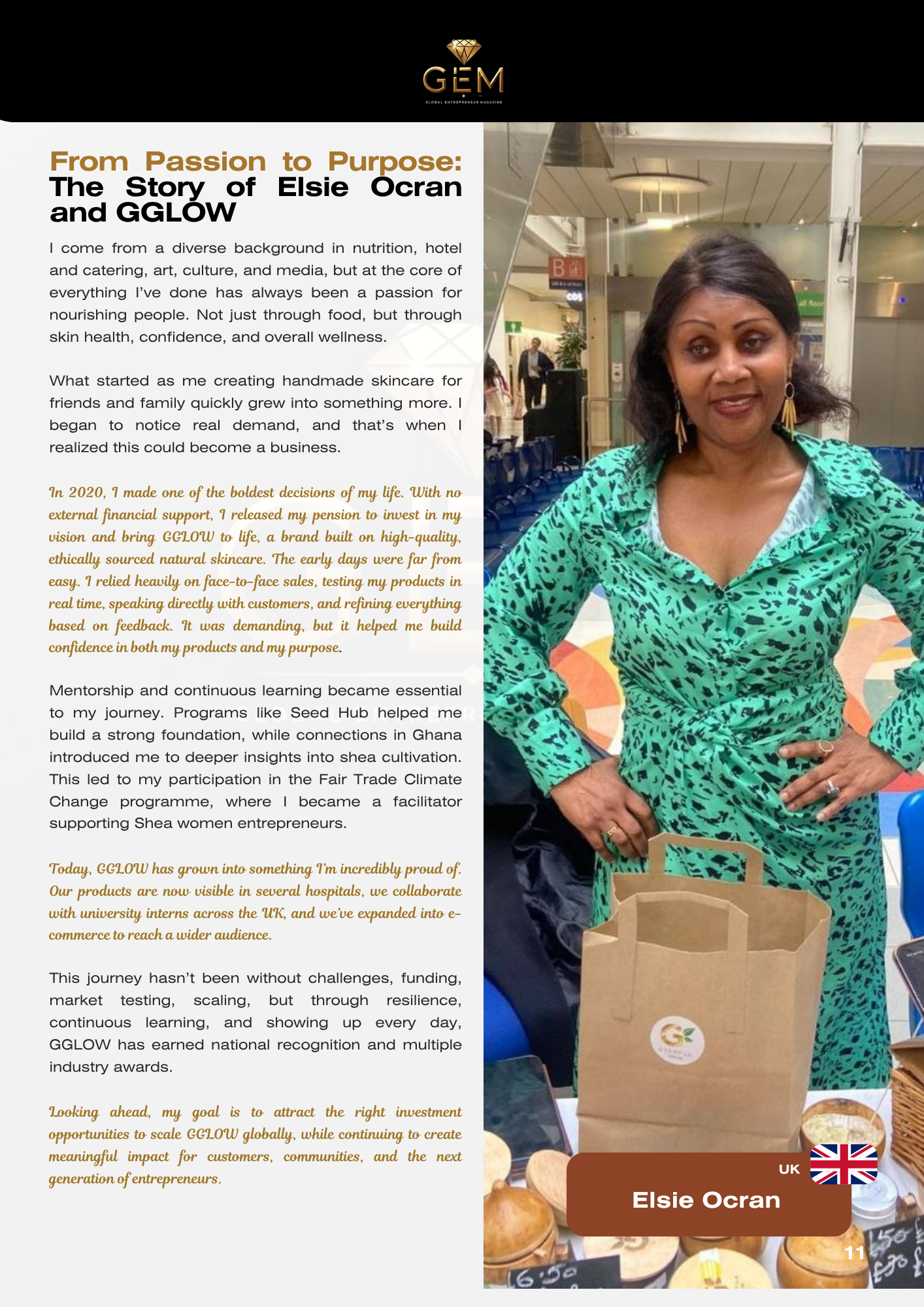 From Passion to Purpose: Elsie Ocran's Inspiring Journey Featured in GEM Magazine